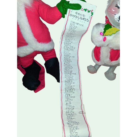 HUGE Vintage Annalee Christmas Santa & Mouse Plush Figurines 18" & 14" Handcraft - Picture 3 of 16